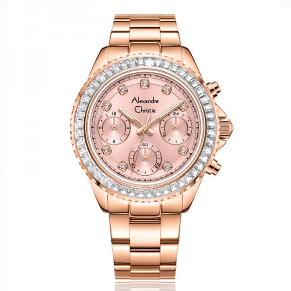 Alexandre Christie AC 2B13 Rosegold Pink White Diamond BFBRGPNSL